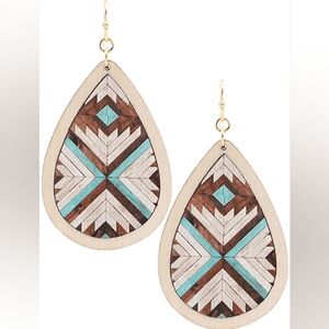 Wildflowers Teardrop Earrings with Turquoise and Brown Accents